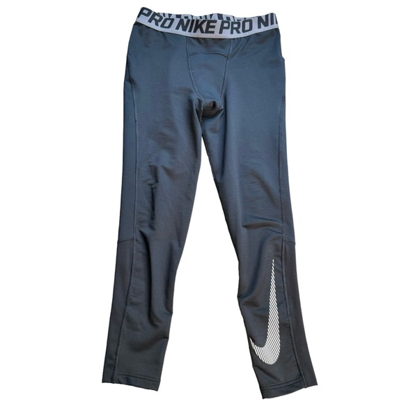 Boys Nike Pro Warm Graphic Tights Black Size Large BV3521 - Picture 1 of 10